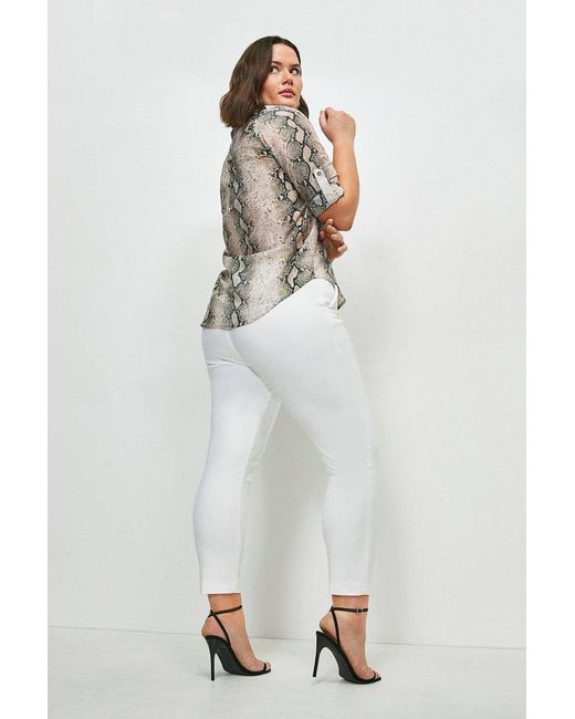 Karen Millen White Plus Size Essential Techno Woven Trouser