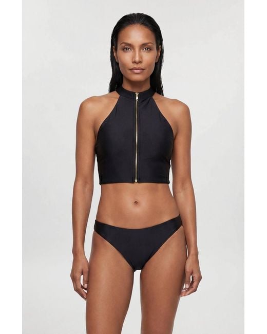 Karen Millen Blue Zip Up Racer Bikini Top