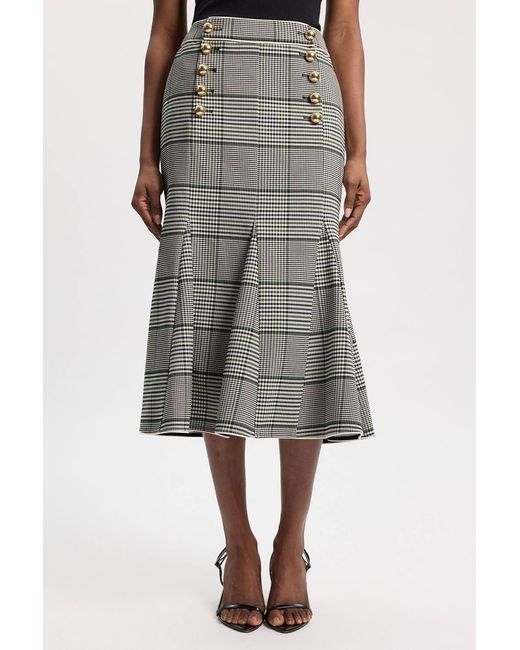 Karen Millen Multicolor Petite Tailored Check Godet Midi Skirt