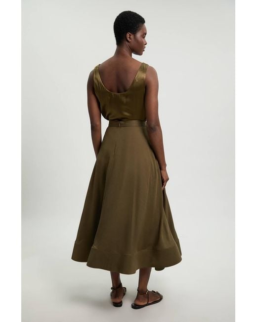 Karen Millen Green Viscose Linen Woven Prom Skirt