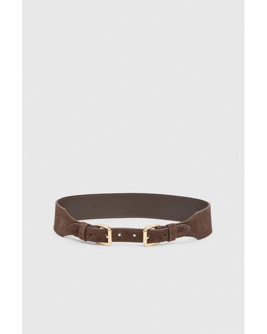 Karen Millen Pink Double Buckle Suede Belt