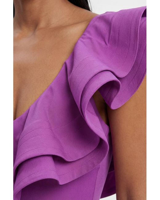 Karen Millen Purple Drama Frill Swimsuit