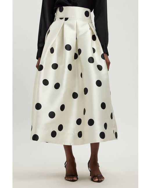 Karen Millen White Spot Woven Twill Prom Skirt