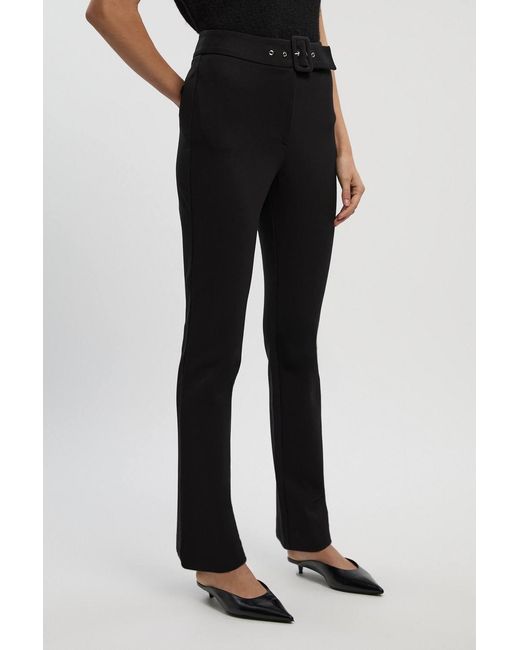Karen Millen Black Ponte Buckle Belt Legging Pants