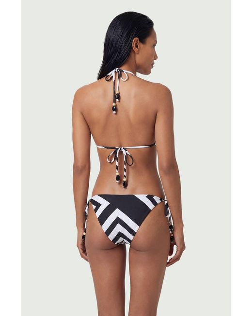 Karen Millen Brown Stripe Print With Bead Detail Bikini Bottoms