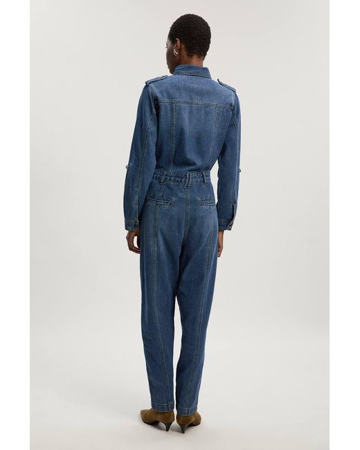Karen Millen Blue Denim Boiler Jumpsuit