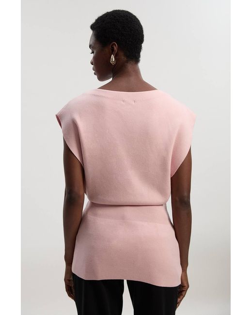 Karen Millen Pink Placed Cornelli Knitted Top