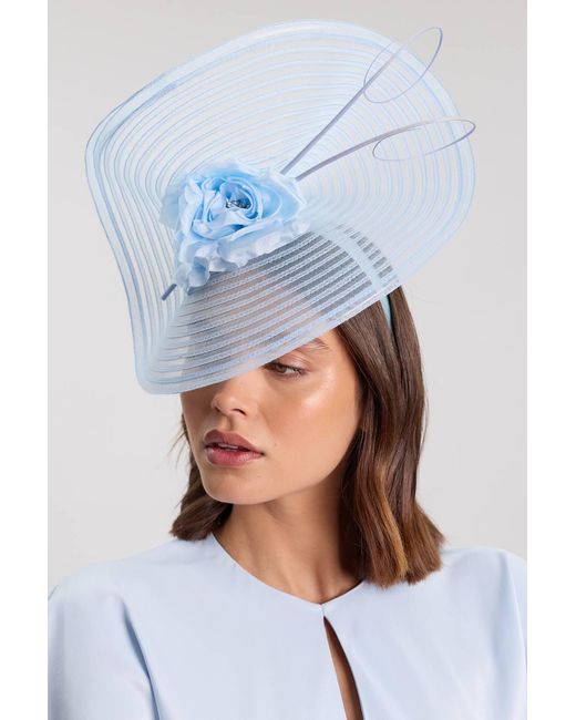 Karen Millen Blue Asymmetric Disk Flower Detailed Fascinator