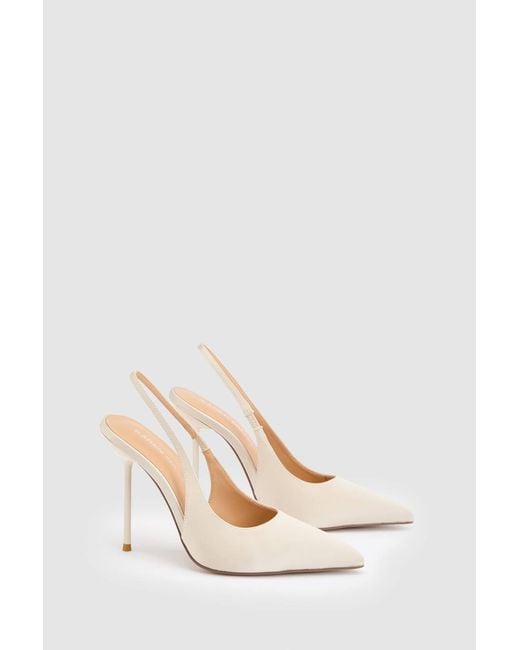 Karen Millen White Satin Slingback Heeled Shoe