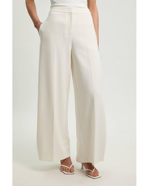 Karen Millen White Compact Stretch Tailored Wide Leg Trouser