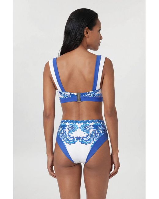Karen Millen Blue Paisley Print Bikini Bottom