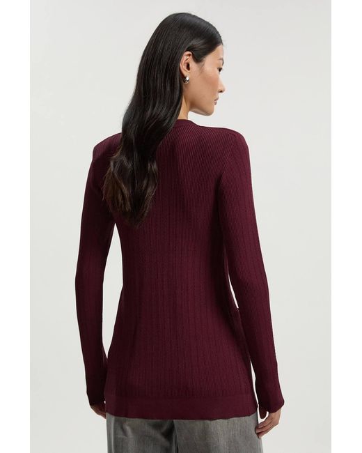 Karen Millen Red Dome Button Longline Knitted Cardigan Sweater