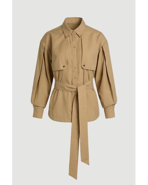 Karen Millen Natural Cupro Utility Twill Woven Shirt
