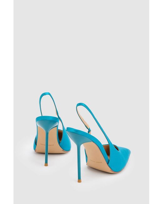 Karen Millen Blue Satin Slingback Heeled Shoe