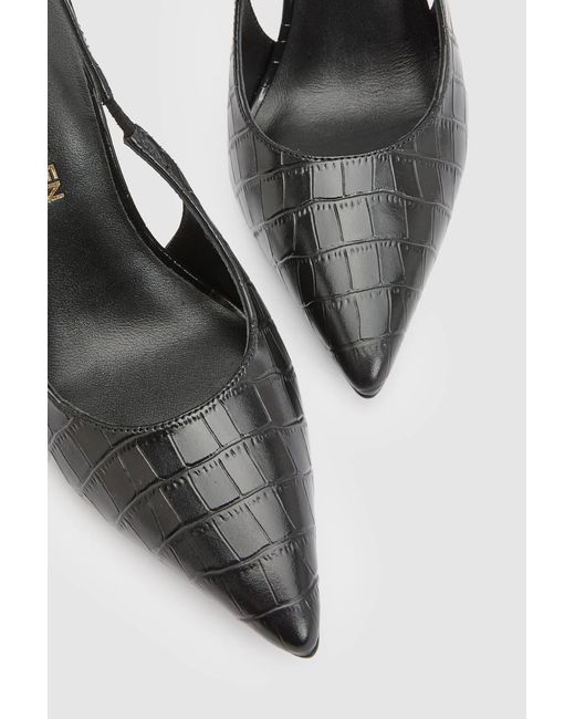 Karen Millen White Croc Leather Slingback Heeled Shoe