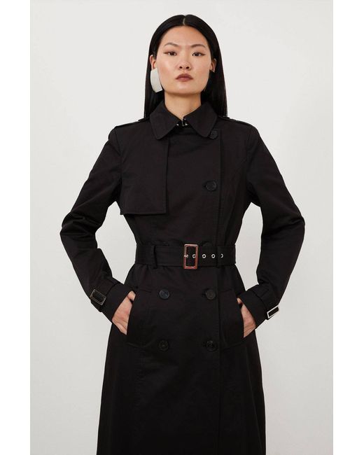 Karen Millen Black Forever Tailored Classic Belted Trench Coat