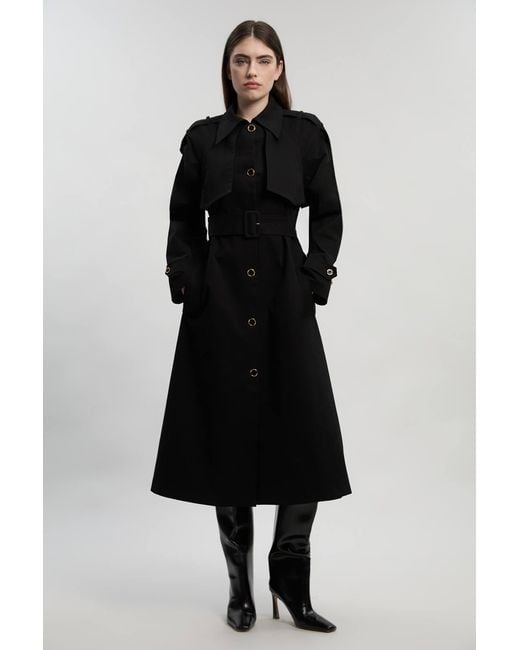 Karen Millen Black Pleated Back Trench Coat