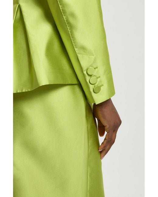 Karen Millen Green Satin Twill Single Breasted Blazer