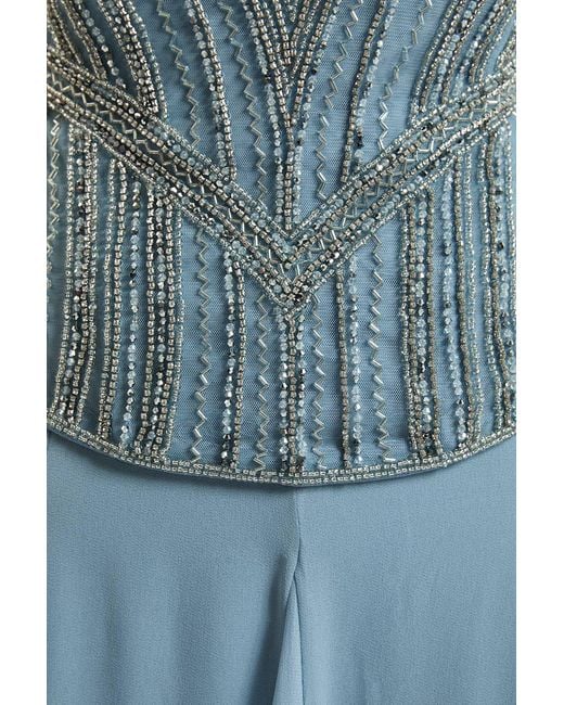 Karen Millen Blue Petite Crystal Corset Maxi Dress