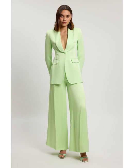 Karen Millen Green Structured Satin Viscose Tailored Blazer