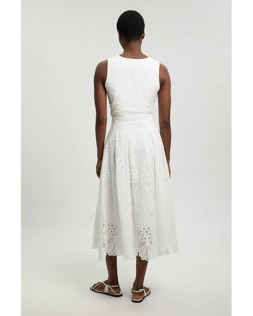 Karen Millen Natural Cotton Broderie Maxi Skirt
