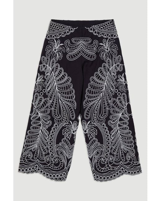 Karen Millen Multicolor Cutwork Embroidery Woven Trouser