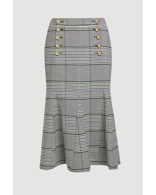 Karen Millen Multicolor Petite Tailored Check Godet Midi Skirt