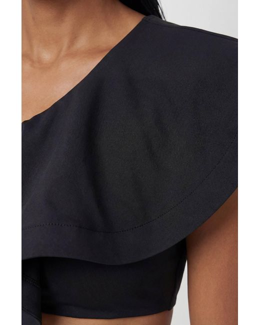 Karen Millen Black Drama Ruffle One Shoulder Bikini Top