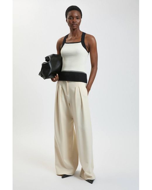 Karen Millen White Block Colour Racked Rib Knitted Sleeveless Top
