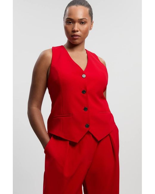 Karen Millen Plus Size Tailored Corset Back Detail Waistcoat