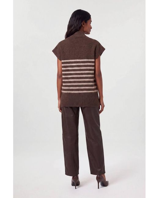 Karen Millen Brown Wool Blend Cosy Knit V Neck Top