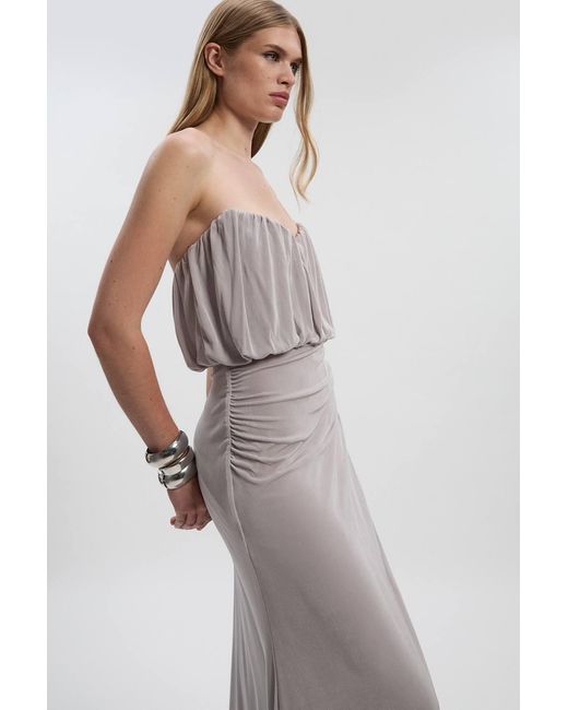 Karen Millen Multicolor Drapey Crepe Bandeau Split Maxi Dress
