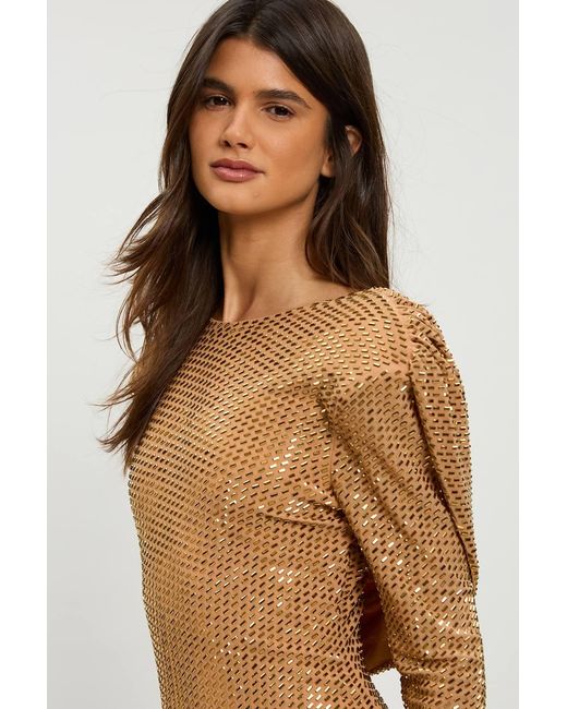 Karen Millen Natural Petite Crystal Embellished Cowl Back Maxi Dress