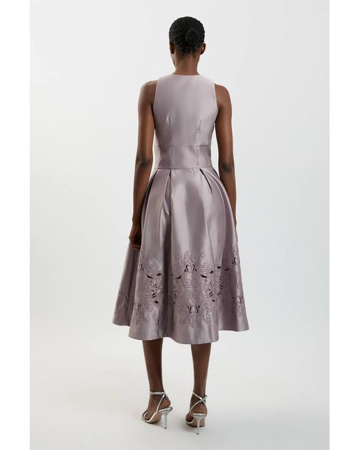 Karen Millen Multicolor Tailored Satin Cutwork Halter Midi Dress