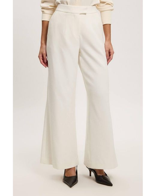 Karen Millen Natural Petite Compact Stretch Straight Leg Tailored Trousers
