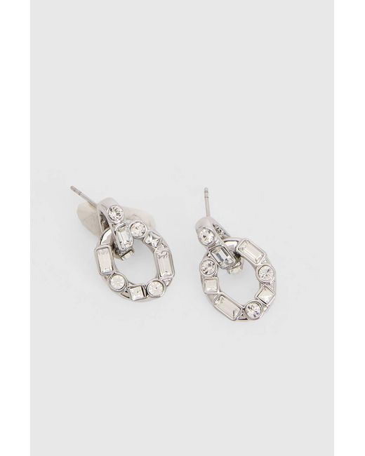 Karen Millen Black Crystal Chain Link Drop Earrings