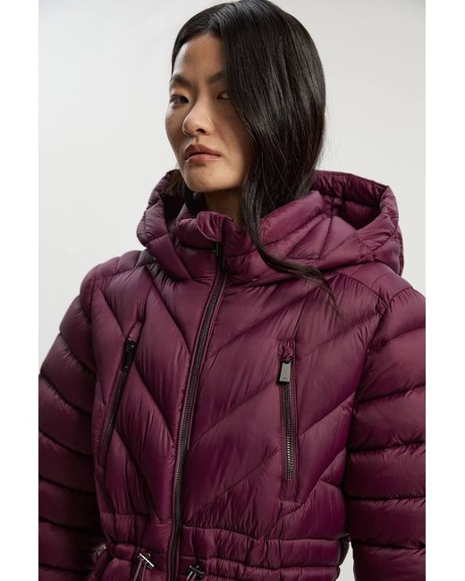 Karen Millen Purple Lightweight Packable Maxi Coat