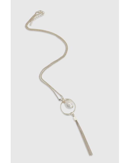 Karen Millen Brown Modern Pearl Pendant Necklace