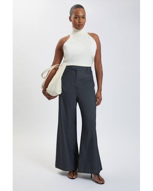 Karen Millen Blue Plus Size Tailored Denim Straight Leg Trouser