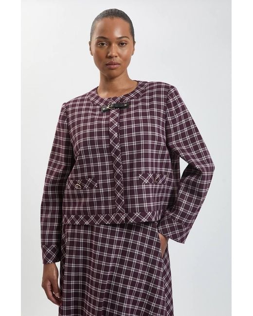 Karen Millen Plus Size Check Trim Contrast Tailored Jacket