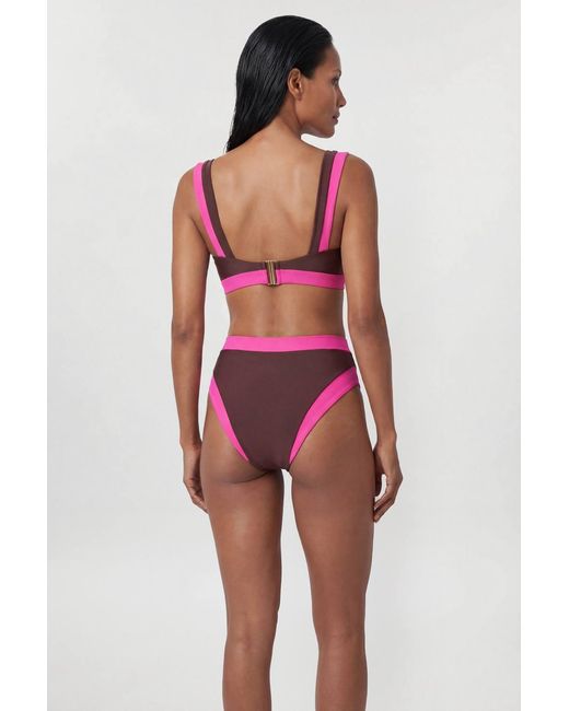 Karen Millen Red Contrast Trim Bikini Top
