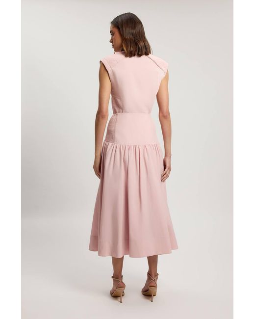 Karen Millen Pink Shirred Woven Maxi Skirt