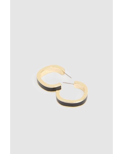 Karen Millen Blue Logo Emanel Hoop Earrings