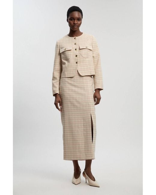 Karen Millen Natural Tailored Check Cropped Jacket