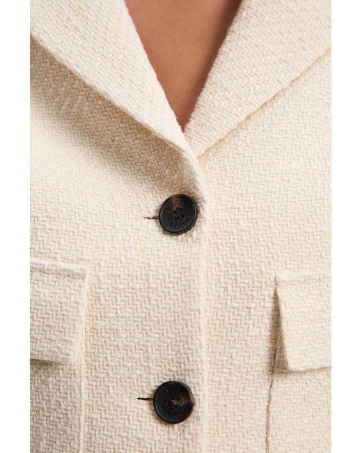 Karen Millen Natural Textured Tweed Pocket Front Tailored Cropped Jacket