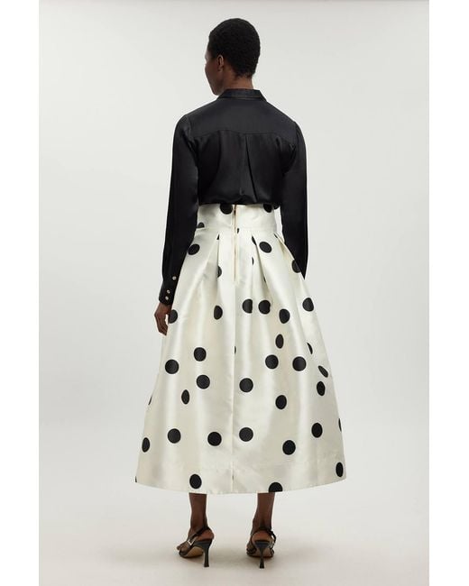 Karen Millen White Spot Woven Twill Prom Skirt