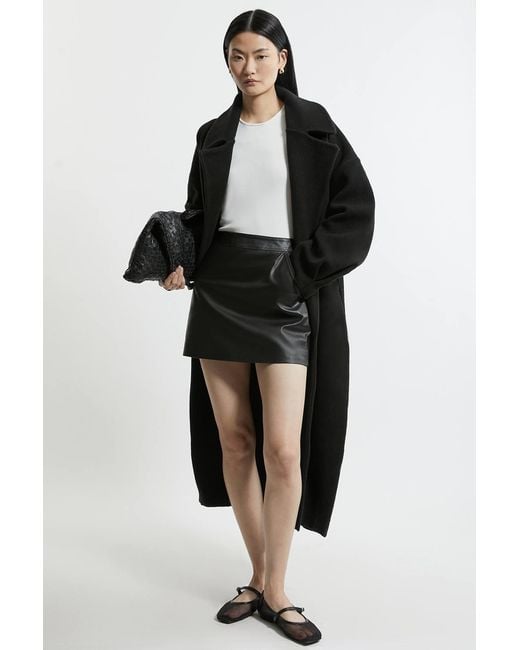 Karen Millen Black Compact Wool Blend Oversized Knit Coatigan