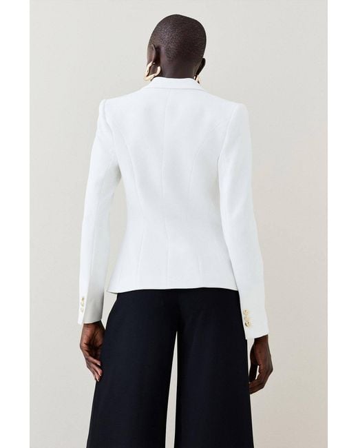 Karen Millen White Petite Forever Tailored Button Military Blazer