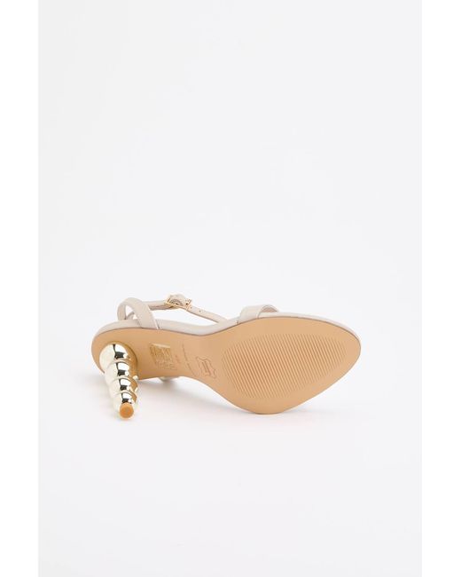 Karen Millen Natural Leather Heel Detail Strappy Sandal