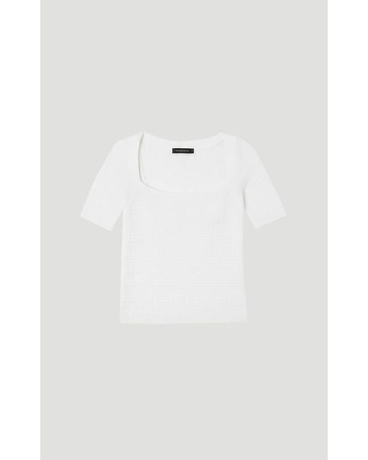 Karen Millen White Pointelle Stitch Detail Knit Top